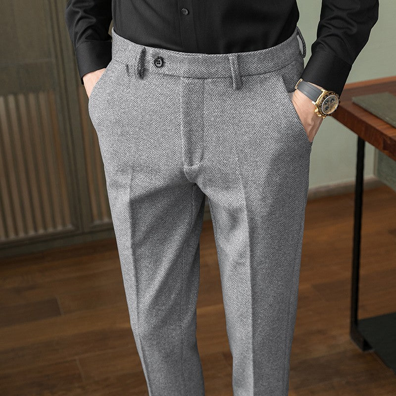 New Autumn Men's Gray Pants, Fashion Casual Trousers, Asian Size 28-36 Slim Suit Pantalon for Men