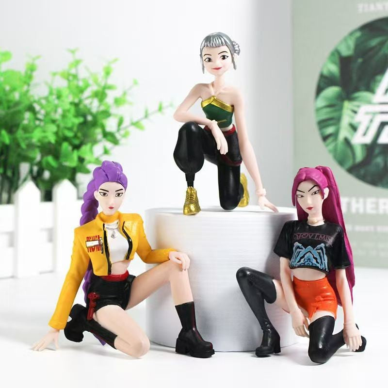 Conjunto de Bonecos Colecionáveis Kpop Demon Hunters Huntrix - Rumi Mira Zoey Sussy Tigre Derp Brinquedos Temáticos KPop para Fãs