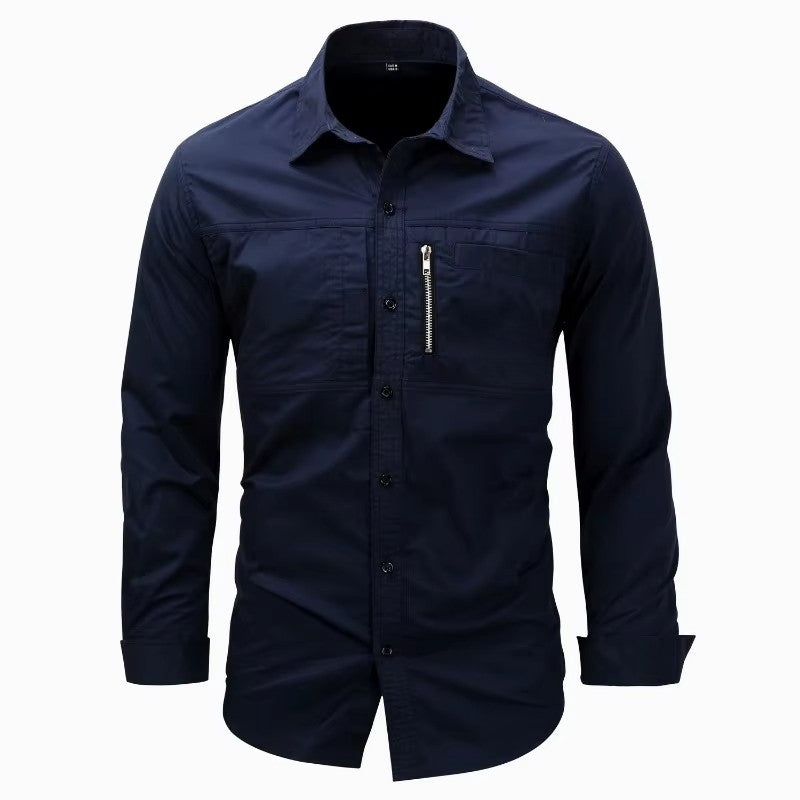 High Quality Cotton 100% Men Outdoor Long Sleeved Cargo Shirts Man Multi Pockets Loose Shirts New Male Solid Casual Shirts Eu3XL