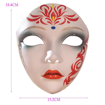 Beautiful Woman Mask Full Face Chinese Ancient Style DIY Hand-painted Decor for Masquerade Party Props Hanfu Costume Accessories