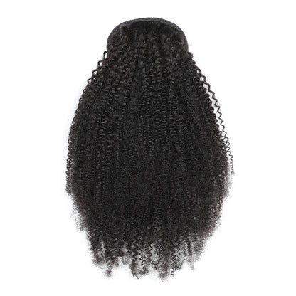 Extensões de Cabelo Afro Crespo Cacheado Rabo de Cavalo com Cordão Clip-in Extensões de Cabelo Humano Rabo de Cavalo Peças de Cabelo Crespo Cacheado Mongol