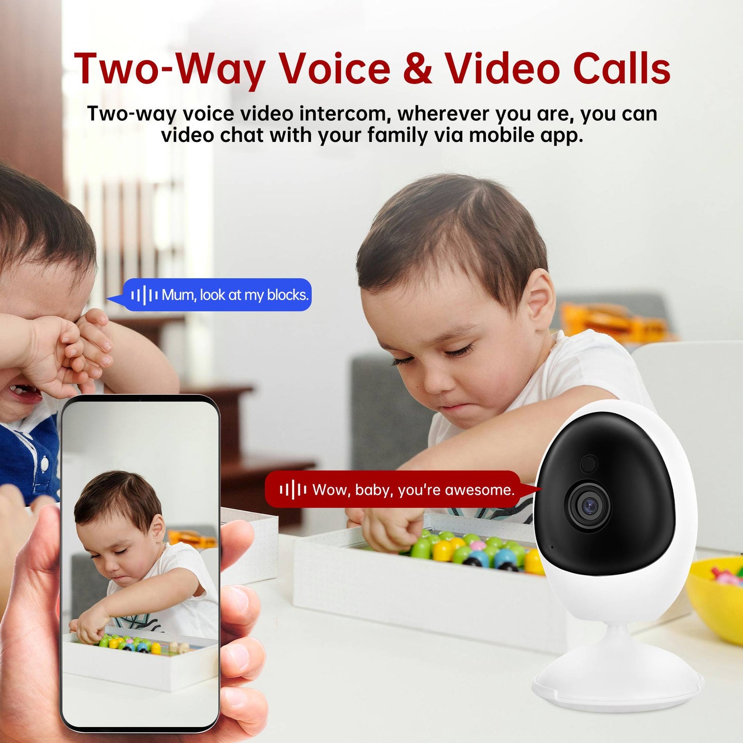 4MP Baby Monitor Wifi IP Camera Smart Home Indoor Cube Cam Human Detection Two Way Audio Wireless Security Surveillance Icsee