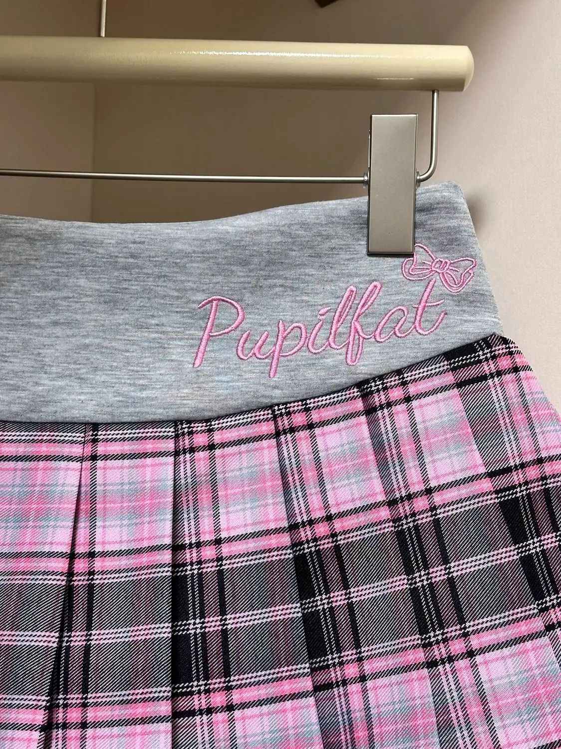American Retro Spicy Girl Plaid Half Skirt Women Summer New Embroidery Patchwork Fashion High Waist Pleated Short Skirt