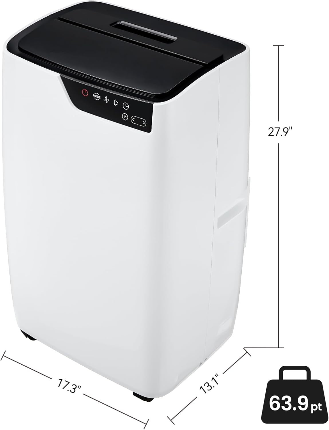 Ar Condicionado Portátil 12000 BTU para Ambientes de até 50 m², Unidade de AC Portátil Silenciosa 3-EM-1 de Chão, Timer 24H