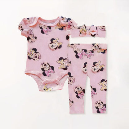 2/3Pcs Cute Minnie Mouse Baby Girl Suits Spring Summer Infant Boy Bodysuit + Pant 3-24Months Cotton Newborn Clothes Sets