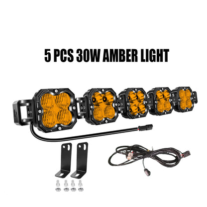 4in 30W Amer Cube LED Pod Light Spot Flood Combo Beam Work Lights,3055K/3530K Car Off-Road Driving Lamp for Truck,SUV,Motorcycle