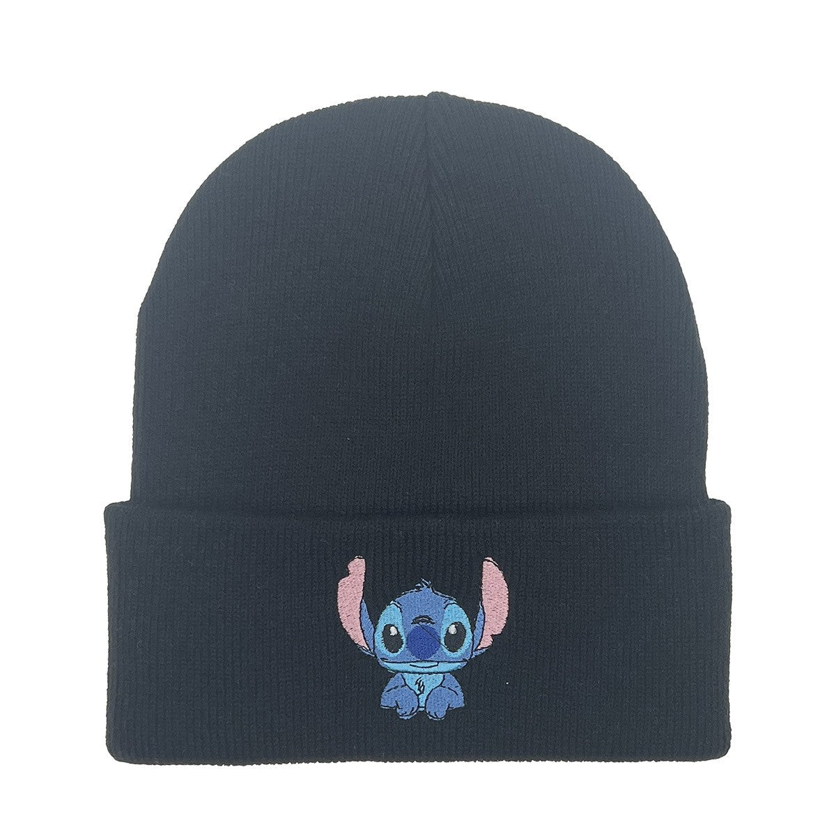 Chapéu de Malha Bordado Disney Anime Stitch Outono Inverno Chapéu Quente Externo Chapéu Elástico Presentes para Adultos e Crianças