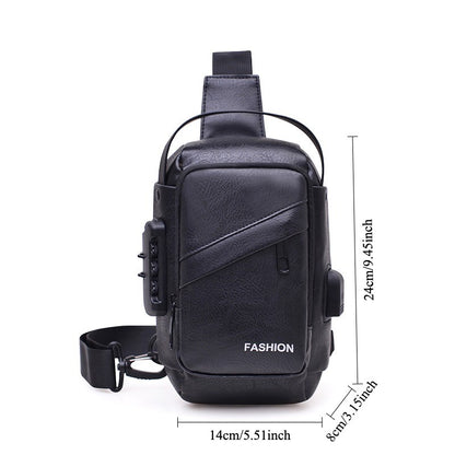 Men's Anti-Theft Crossbody Bag USB Charging Port Travel Chest Bag Waterproof Shoulder Messenger Bag for Outdoor Sports