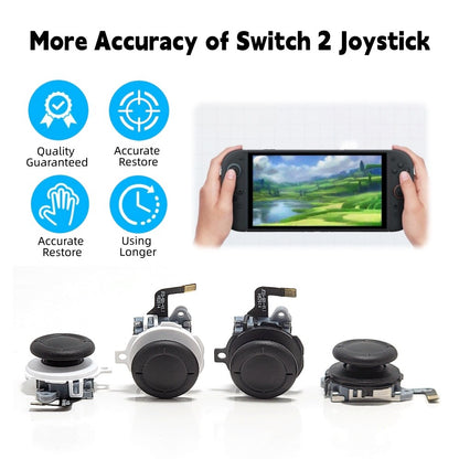 GINFULL TMR Effect Joystick New White Black For NS2 Switch 2 Controller 3D Analog Stick For Joy-Con 2 Replace Left Right Rocker