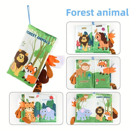 Cloth Books Toys Sensory toys, cloth crepe soft books Baby Prone time toys, Stroller toys Ocean Forest Flying Animals