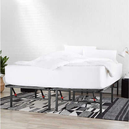 Folding Metal Bed Frame with Storage, Sturdy Steel, No Box Spring Needed, 14 Inches High, Easy Assembly