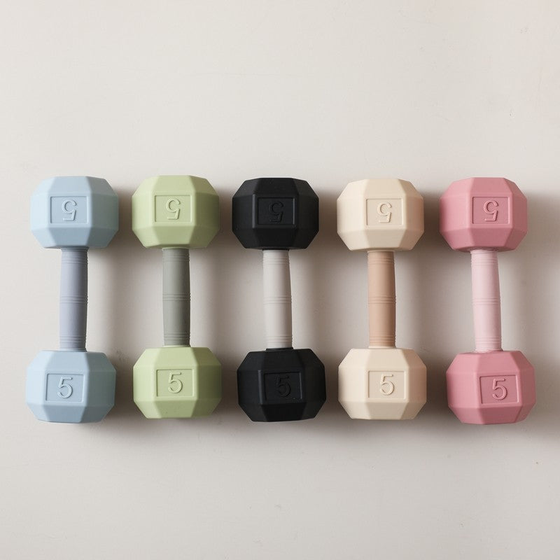 Baby Silicone Teething Cartoon Dumbbell Rattle Toy Babies' Sensory Cognitive Toys Move The Music Bell Baby Crib Toys Baby Gifts