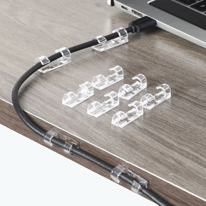 20/100 peças Grampos Organizadores de Cabos Suporte de Fio Transparente Gerenciador de Fios de Casa Escritório Enrolador de Linha de Dados USB Protetor de Ganchos