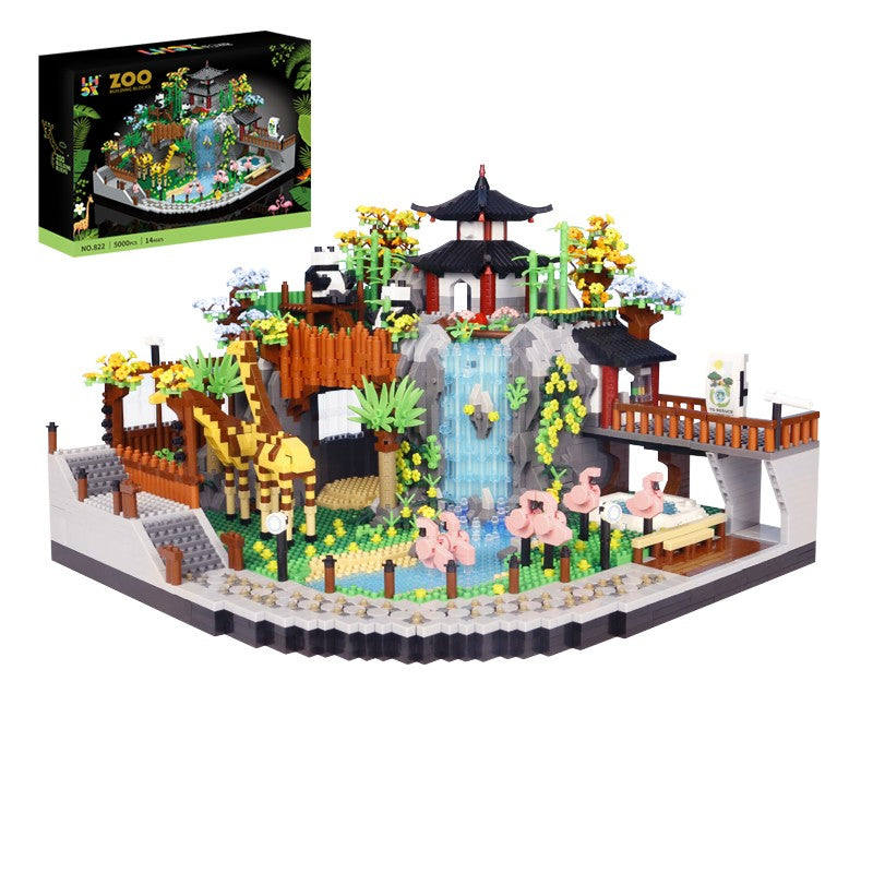 5000 PEÇAS Blocos de Construção Jardim Zoológico Cidade Girafa Panda Parque Zoológico Rua Vista Montar Micro Tijolos Brinquedos Presentes Crianças