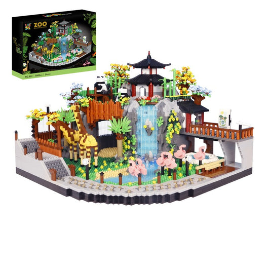 5000 PEÇAS Blocos de Construção Jardim Zoológico Cidade Girafa Panda Parque Zoológico Rua Vista Montar Micro Tijolos Brinquedos Presentes Crianças