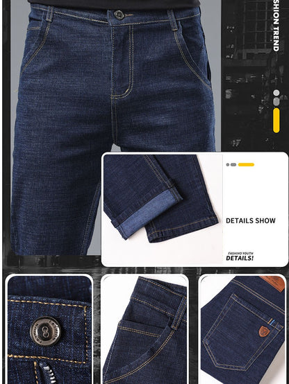 Calça Jeans Masculina de Marca de Luxo Stretch Reta Casual Slim Fit Jeans Masculino Design Clássico de Negócios Calça Tamanho Grande