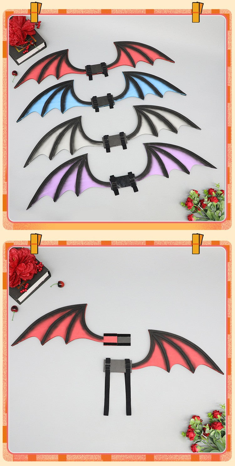 New Handmade Simulation Plush Furry Bat Ears Devil Sweetheart Halloween Bat Cosplay Pros Night Party Animals Hair Band Bat Wing