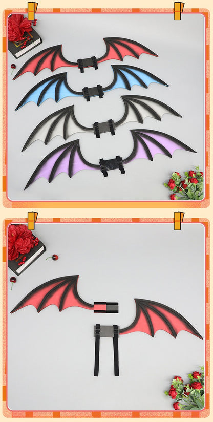 New Handmade Simulation Plush Furry Bat Ears Devil Sweetheart Halloween Bat Cosplay Pros Night Party Animals Hair Band Bat Wing