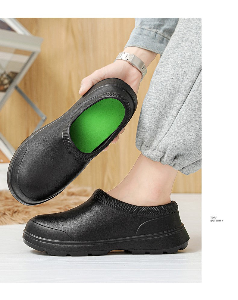 Chef shoes four seasons soft sole anti-slip oil-proof waterproof kitchen work shoes men's sandals garden shoes outdoor slippers