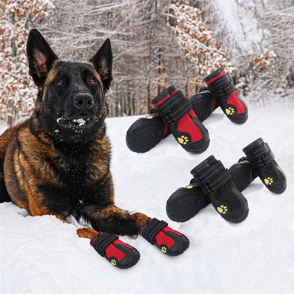 Botas Impermeáveis para Cães, Botas Quentes para Neve, 4 peças/conjunto, Sapatos para Cães com Refletores, Botinhas para Chuva, Meias Antiderrapantes, Calçados para Cães de Porte Médio e Grande