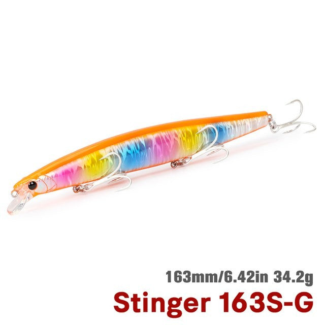 TSURIKNOYA STINGER 163S Isca Artificial Minnow de Fundo para Água Salgada com Lançamento Ultra Longo 163mm 34.2g Iscas Rígidas para Robalo