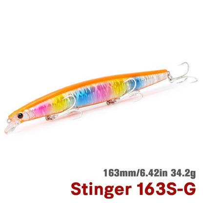 TSURIKNOYA STINGER 163S Isca Artificial Minnow de Fundo para Água Salgada com Lançamento Ultra Longo 163mm 34.2g Iscas Rígidas para Robalo