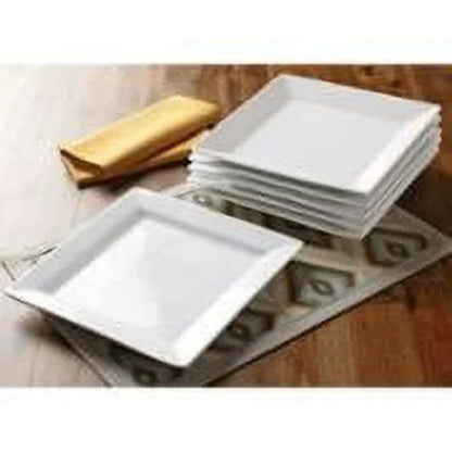 16 Piece Square Porcelain Dinnerware Set, White Oven Safe Up To 450 Degrees Fahrenheit