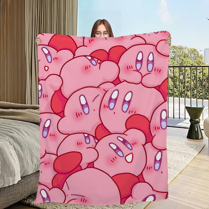 Cute Cartoon K-Kirby Blanket Soft Comfortable Nap Plush Suitable For Iiving Room Office Bedroom Birthday Home Kid Gift