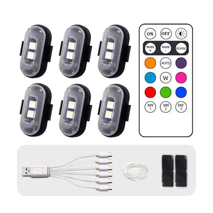 Wireless Remote LED Strobe Light 8 Colors USB Rechargeable Car Motorcycle Bike Aircraft Warning Anti-collision Flashing Lamp