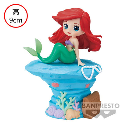 Bandai Disney A Pequena Sereia Anime Qposket Personagens Ariel Linha Glitter Boneco de Ação Modelo Colecionável Brinquedos Presente de Aniversário