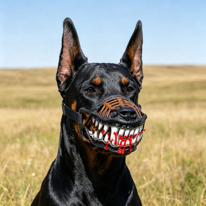 Scary Bloody Dog Muzzle for Halloween,Hilarious Dog Costume Muzzle with Large Horror Teeth, Covering Party Comedy Accessory