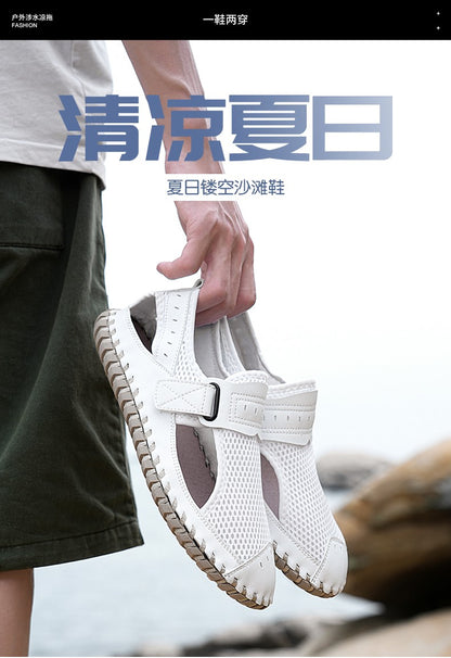 Summer Men Sandals Genuine Leather Mens Casual Shoes Outdoor Men Leather Sandals for Men Beach Shoes Roman mens Shoes