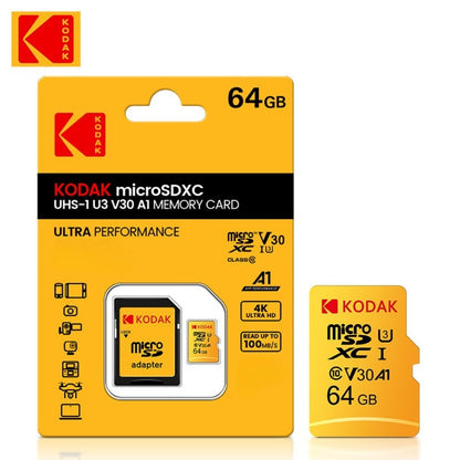 Cartão de Memória Micro SD Kodak 32GB-256GB - Alta Velocidade Classe 10 U3 UHS-I para Smartphones, Câmeras Digitais, Tablets e Drones Chri
