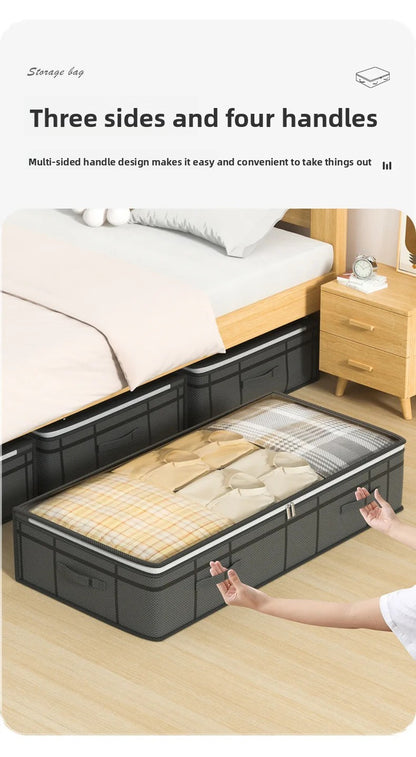 1PC Large Underbed Storage Bag - Foldable Clothes Quilt Organizer for Bedroom Dormitory, Space Saving Doggy Bag