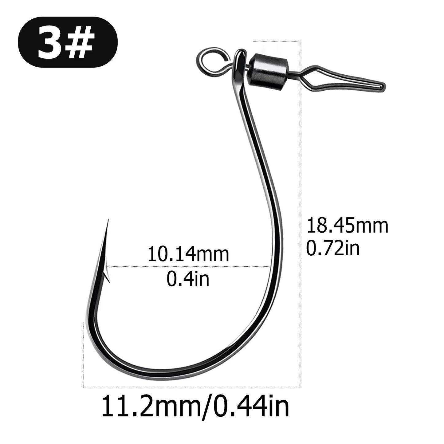 Anzol FishTrip Drop Shot com Girador Barrel e Snap 30 peças, Anzol Giratório In-line DropShot, Isca Macia, Anzol de Minhoca para Carpa e Robalo