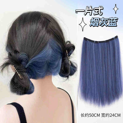 Extensões de Cabelo Sintético em V de uma Peça com 4 Clips Cabelo Liso Longo Peruca Cor 50CM Cabelo Falso Natural