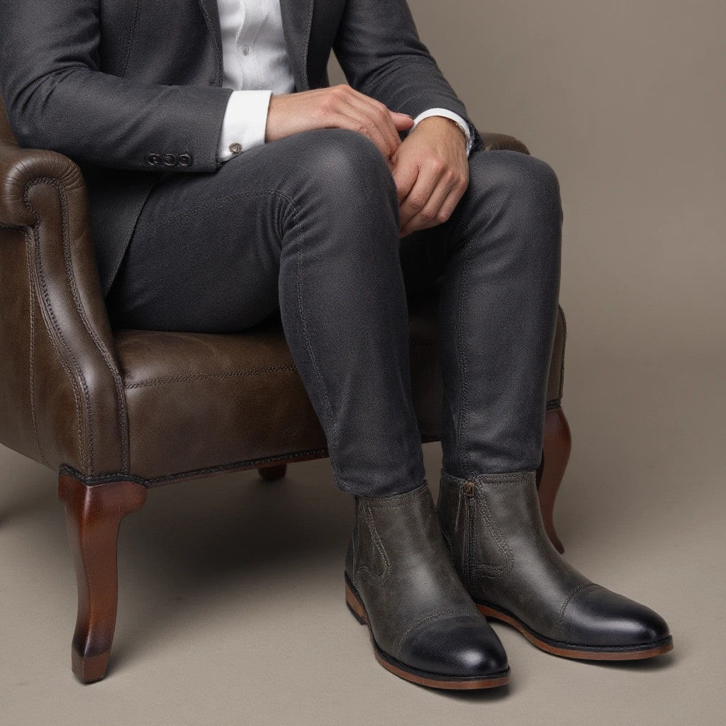 Botas Masculinas Confortáveis Moda 2025 Botas de Couro de Marca