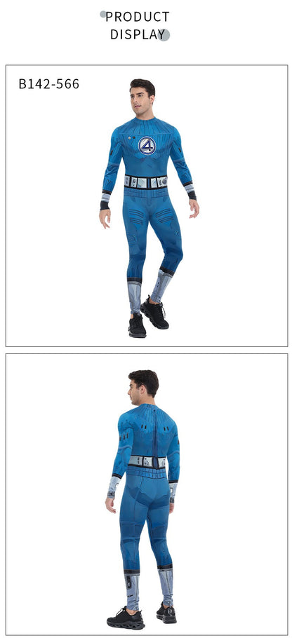 Adult Cosplay Fantastic Four Costume Halloween Party Jumpsuit for Men Women Superhero Zentai Bodysuit Rave Festival Catsuit