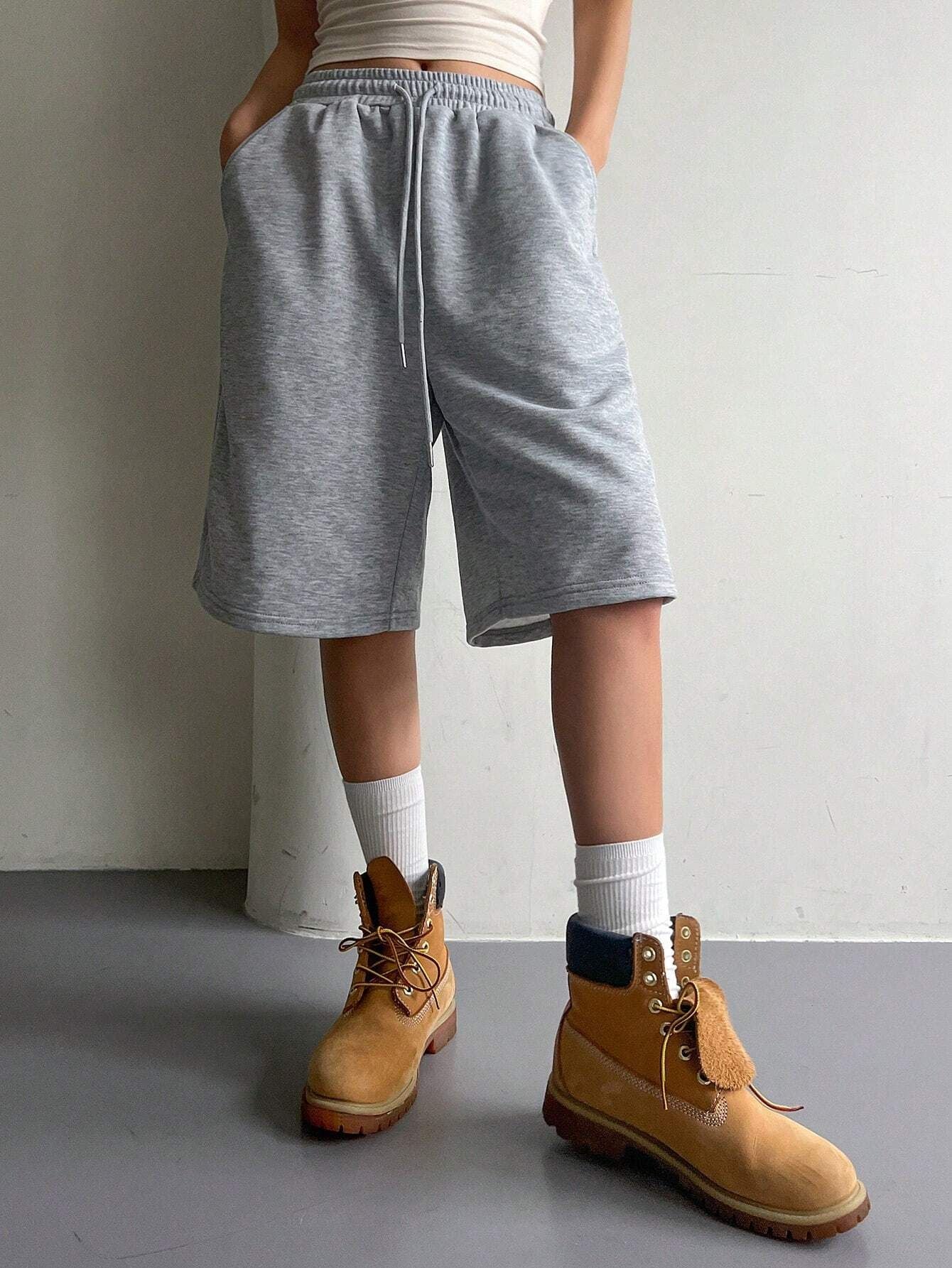 Women's solid color casual elastic drawstring shorts suitable for daily wear all seasons sports fashion