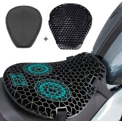 Almofada de assento de motocicleta com absorção de choque, descompressão em gel colmeia 3D, almofada de assento de motocicleta universal confortável
