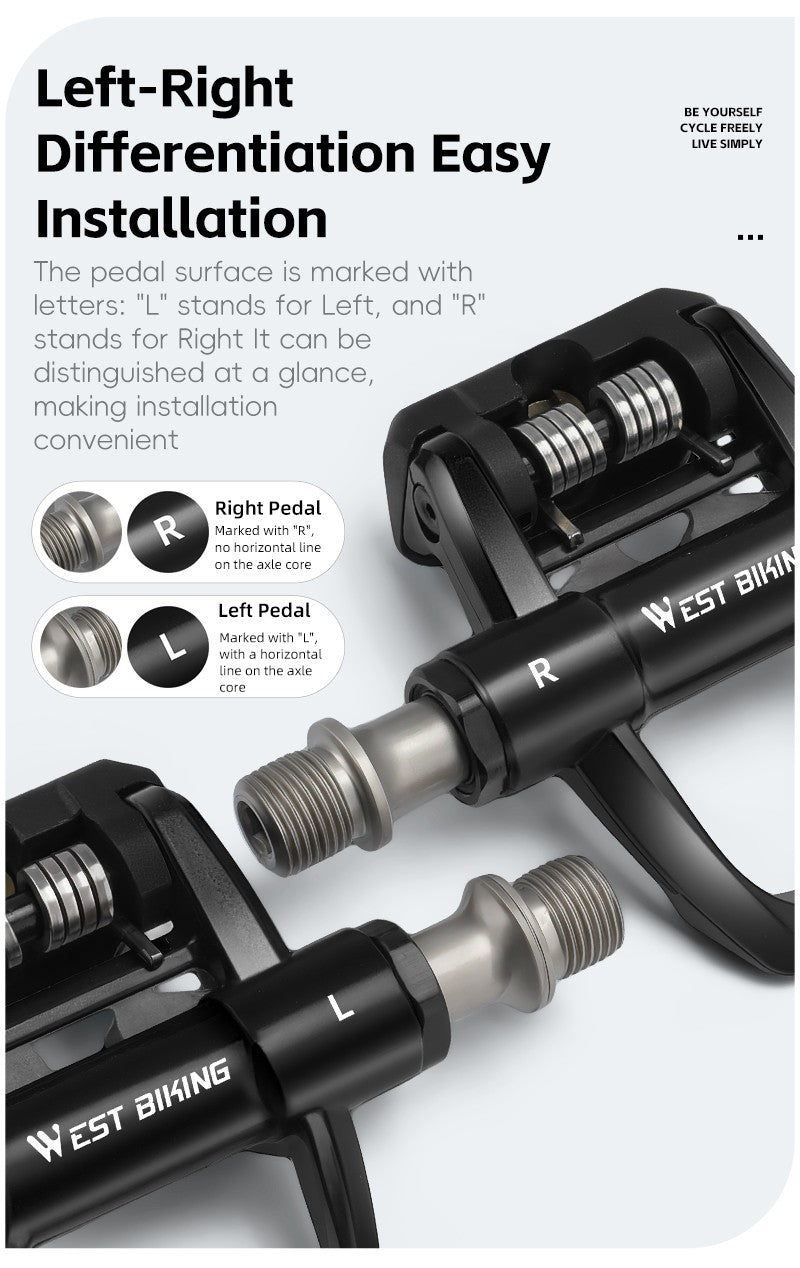 WEST BIKING Road Bike Pedals Nylon Bicycle Locking Pedals Cycling Bearing Cleats Clipless Pedal Look System With Locking Plates