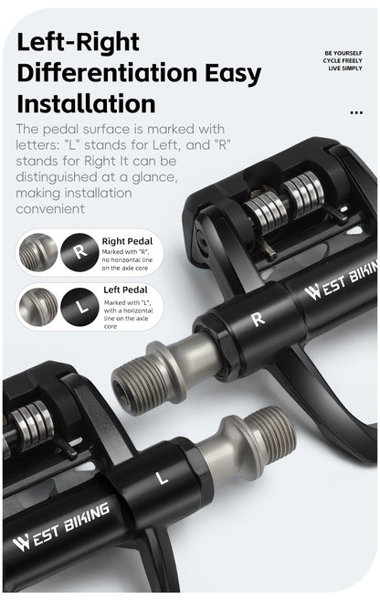 WEST BIKING Road Bike Pedals Nylon Bicycle Locking Pedals Cycling Bearing Cleats Clipless Pedal Look System With Locking Plates
