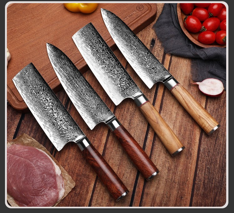 Faca de Chef Aço Damasco 67 Camadas Lâmina VG10 Cabo de Madeira Cutelo para Carne Legumes Faca de Cozinha Japonesa Nakiri Messer