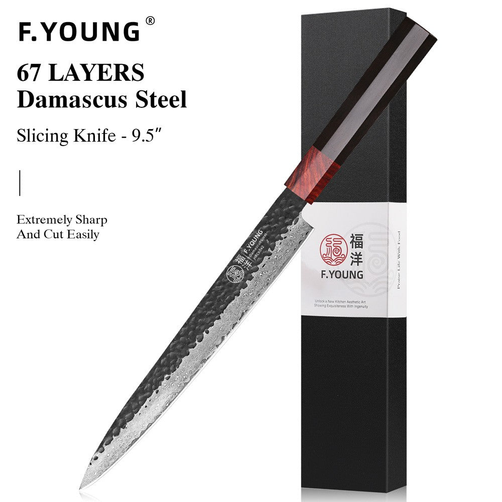 F.YOUNG Faca Japonesa de Chef Aço Damasco Profissional Facas de Cozinha Utilitário Sashimi Fatiar Carne Utensílios de Cozinha Forjados à Mão