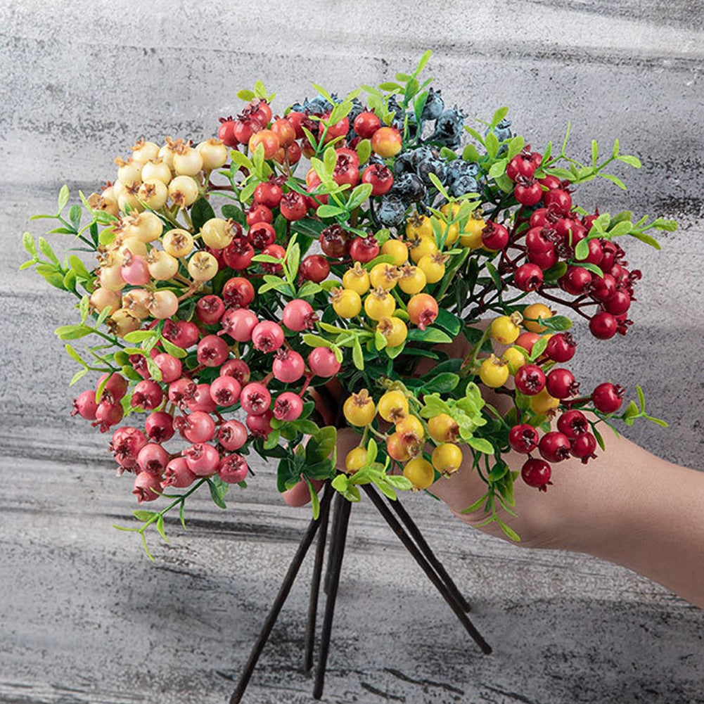 Artificial Berry Flowers Red Blue Fake Plant DIY Fake Flower Arrangement Table Ornament For Home Party Weddings Christmas Decor