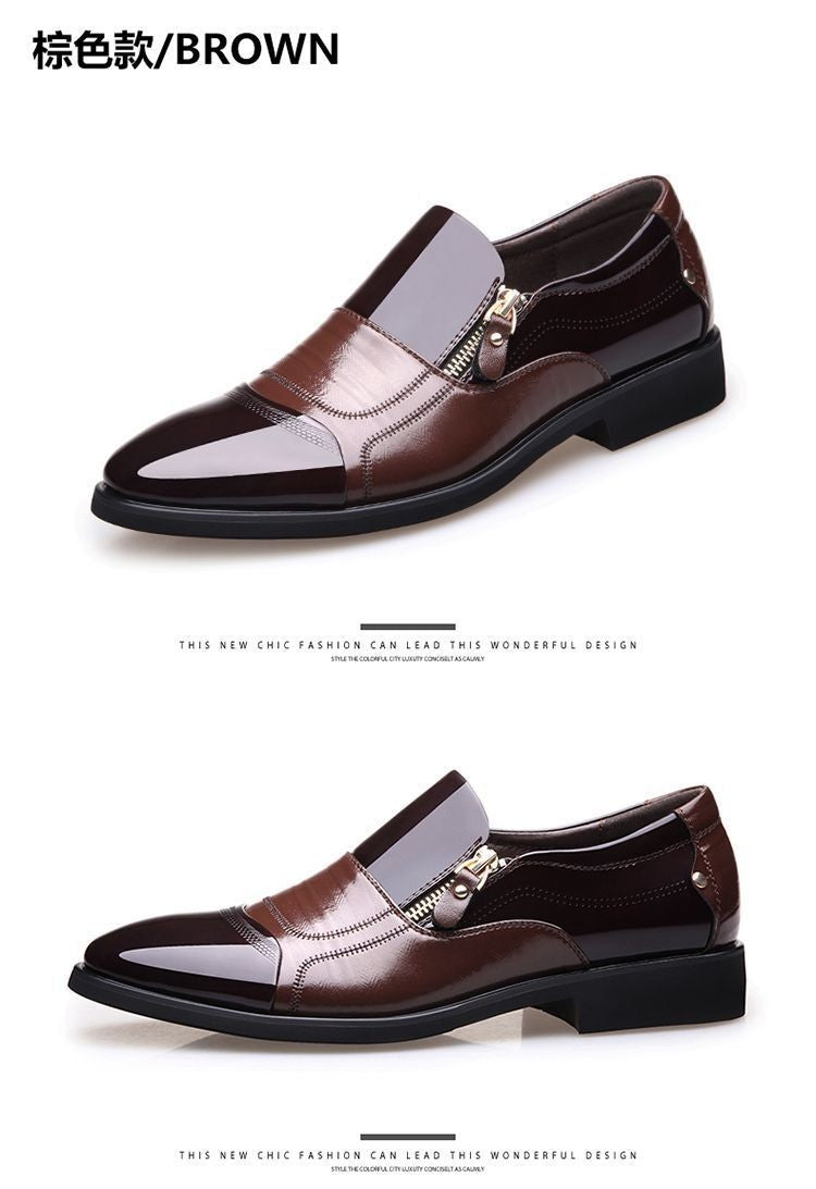 New autumn men's leather shoes Sharp pointed outdoor anti slip flat Fashion Business Zipper Footwear Casual comfort male shoes