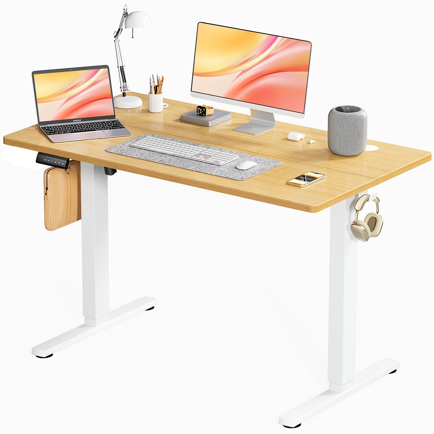 Mesa de Escritório Elétrica Ajustável em Altura JHK, Estação de Trabalho Ergonômica com Estrutura de Metal para Casa e Escritório