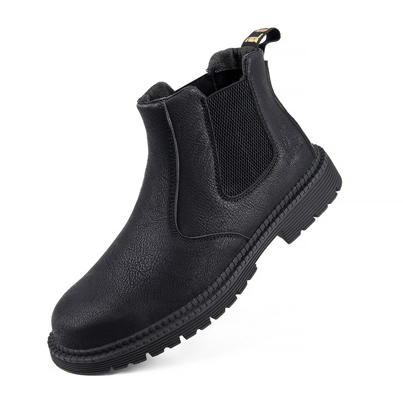 Sapatos de Segurança Impermeáveis Masculinos com Biqueira de Aço Botas de Couro Calçado Masculino Sapatos de Trabalho Indestrutíveis para Construção Marrom