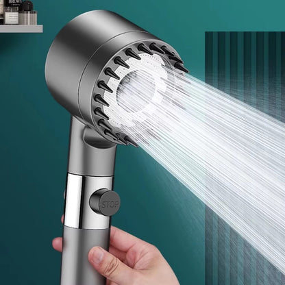 Ducha de Alta Pressão com Filtro, 3 Modos de Jato Ajustáveis com Escova de Massagem, Acessórios para Banheiro