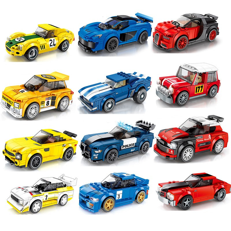 Blocos de Montar Esportivos de Carro MOC Corrida Urbana Bloco de Montar Esportivo de Rally Clássico Veículos Super Corredores Presente de Natal Brinquedos Técnicos